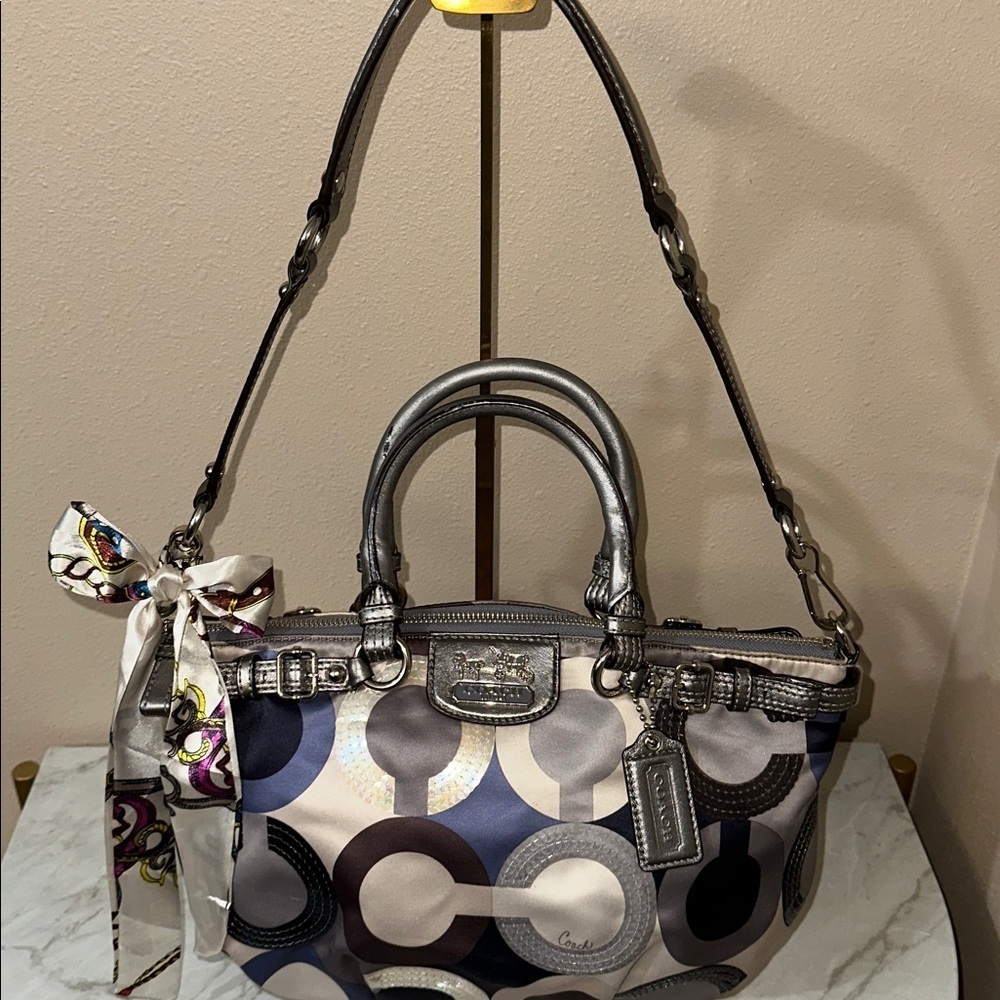 Coach SoHo Signature Hobo Satin/Sequence Satchel! With Iconic Horse and Carriage